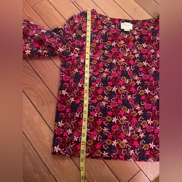 Maeve by Anthropologie Burgundy Floral 3/4 Sleeve Knit Top XL - Picture 8 of 12